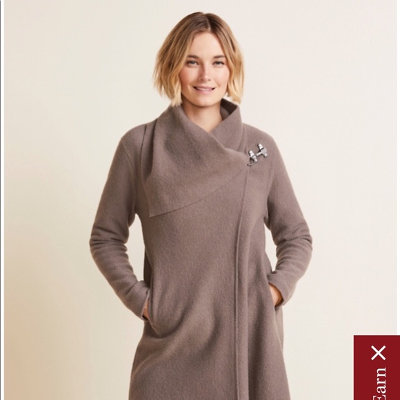 asymmetrical boiled wool coat